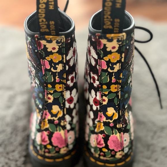 Dr. Martens Black Floral Combat Boots - Picture 3 of 5